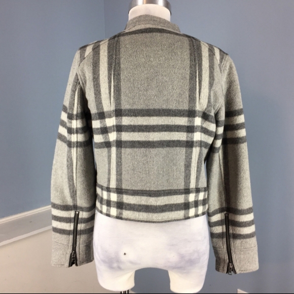 🖤 EUC Gap Brand Ladie's Wool Moto Type Jacket Full Zip Grey Plaid, Fall 2013, S - Picture 6 of 10